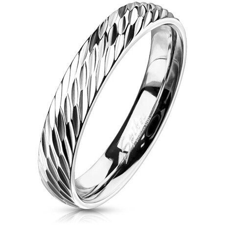 Jemný prsten z oceli s rytím