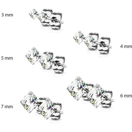 Klasické náušnice pecky z oceli hranaté