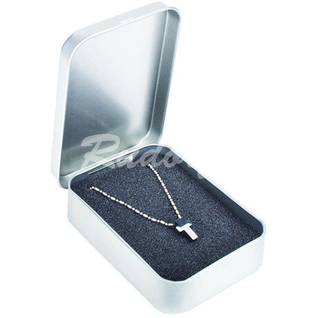 Kovová krabička řetízek s přívěskem a náušnice