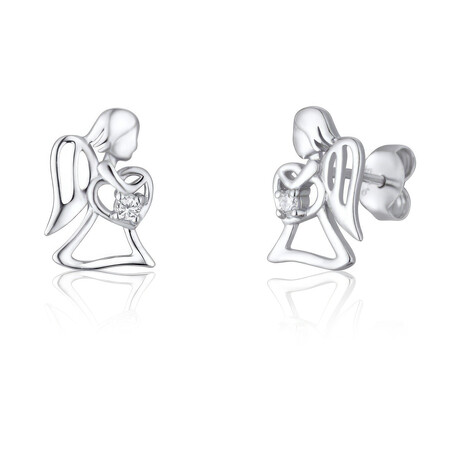Náušnice stříbro andělíček držící srdce