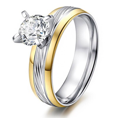 Snubní prsteny z oceli s velkým zirkonem