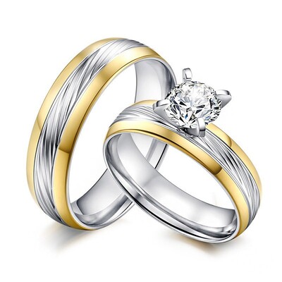 Snubní prsteny z oceli s velkým zirkonem