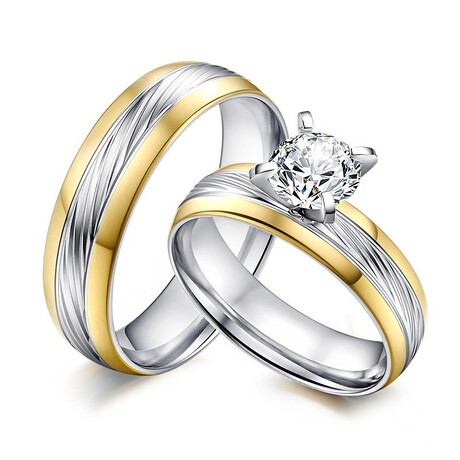 Snubní prsteny z oceli s velkým zirkonem