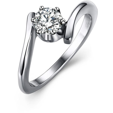 Krásný ocelový prsten se zirkonem