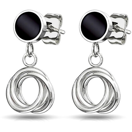 Visací ocelové náušnice s černou pecičkou menší