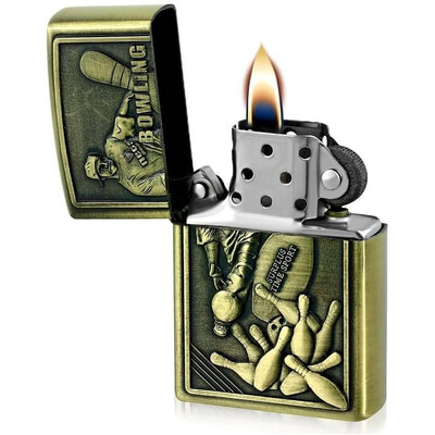 Benzínový zapalovač z oceli bowling, kuželky