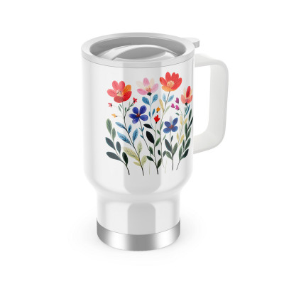 Termohrnek s uchem "Boho květiny 2"