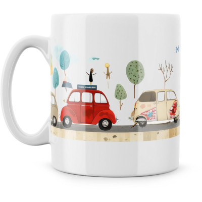 Hrnek "Auta naivní umění"