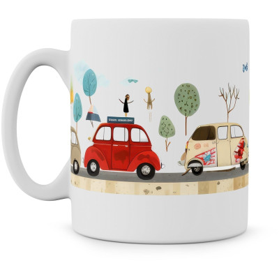 Hrnek "Auta naivní umění"